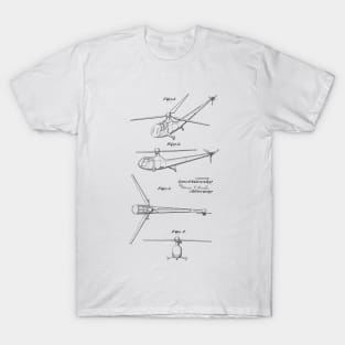 Helicopter Vintage Patent Hand Drawing T-Shirt